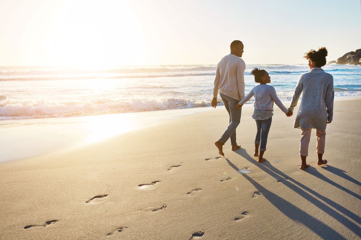 family on the beach